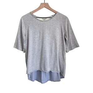 Alessia Pacini Italian Mixed Media Eyelet Back Top Gray Size M Lagenlook‎